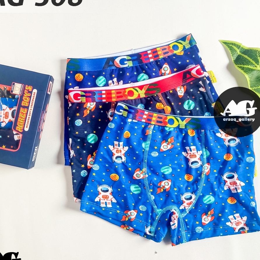 Terjamin 3pcs  Boxer Agree  Boxer Anak  Celana Dalam Anak  Agree Boys  Celana Boxer  AG 58  Agree Ki