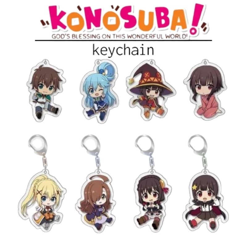 Gantungan Kunci Anime Konosuba Akrilik Bening Transparan Keychain Hadiah Anime Kawai Kado Figure Gif