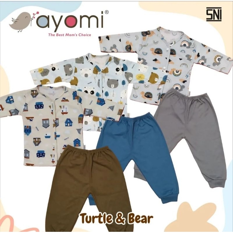 AYOMI Setelan panjang kancing depan Turtle & Bear