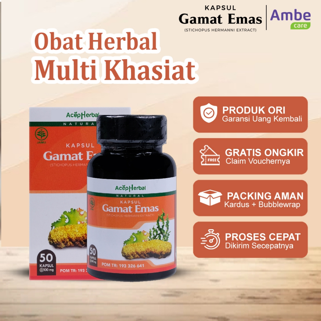 Kapsul Gamat Emas Asli 100% Original Isi 50 Kapsul