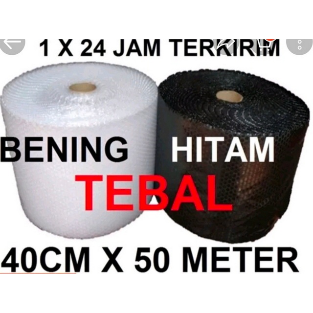 

Bubble Wrap Hitam /Bening 40cmx50mtr Ekonomis / Tebal