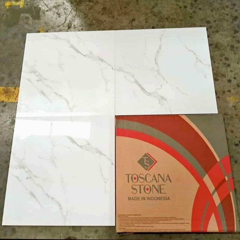 Granit lantai 60x60 Toscana stone toscan carara putih motif marble glossy kw1