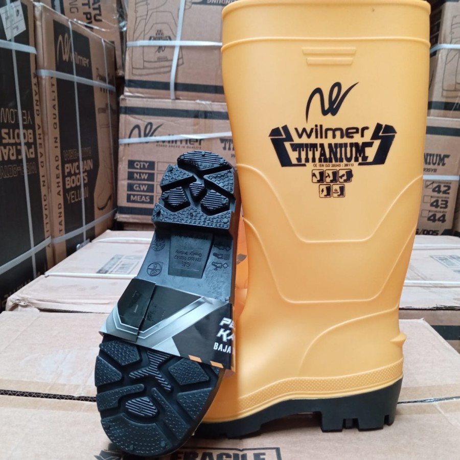 Sepatu Boot/Bot Safety Wilmer Titanium Tapak Depan Besi