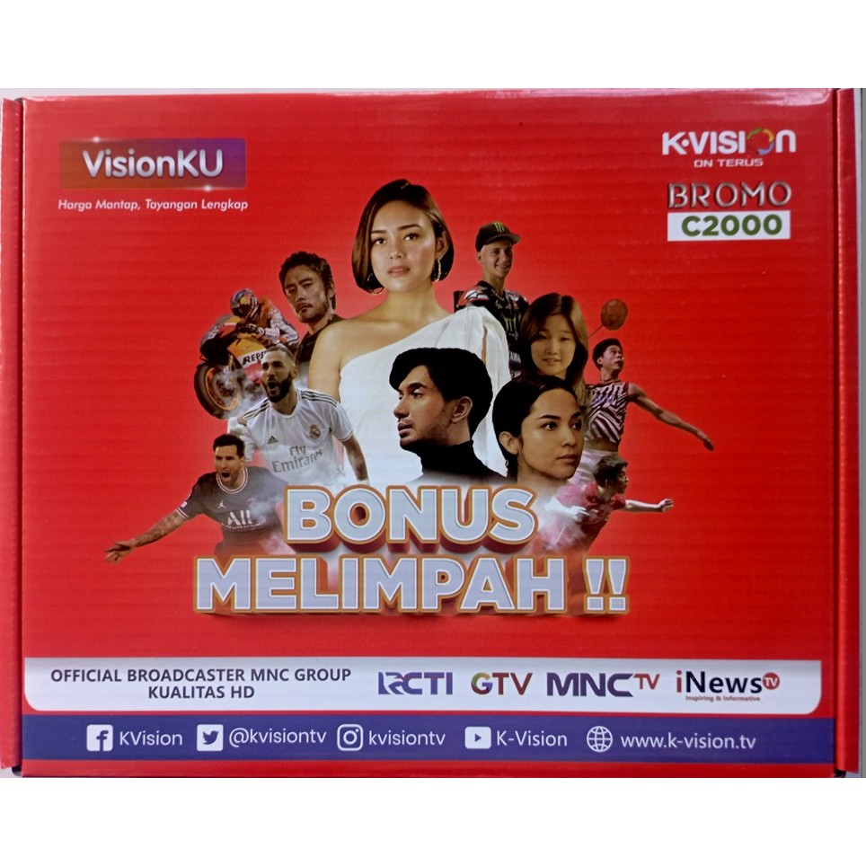 Satellite Receiver Kvision Bromo C2000HD kotak merah gratis paket FILM & BEIN & TV Nasional selama 1
