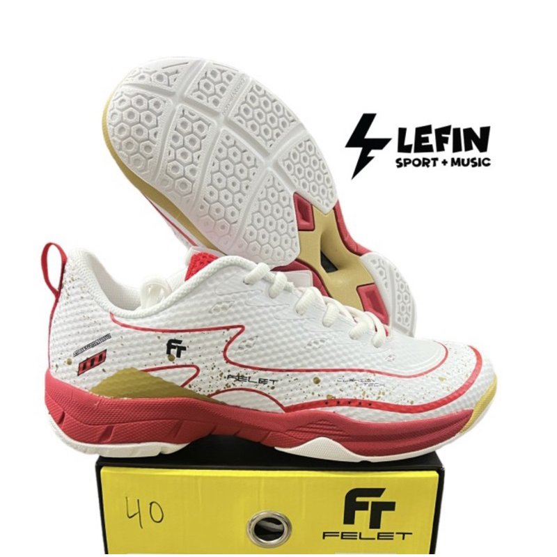 Sepatu Badminton Felet BS 061 Pro White Red