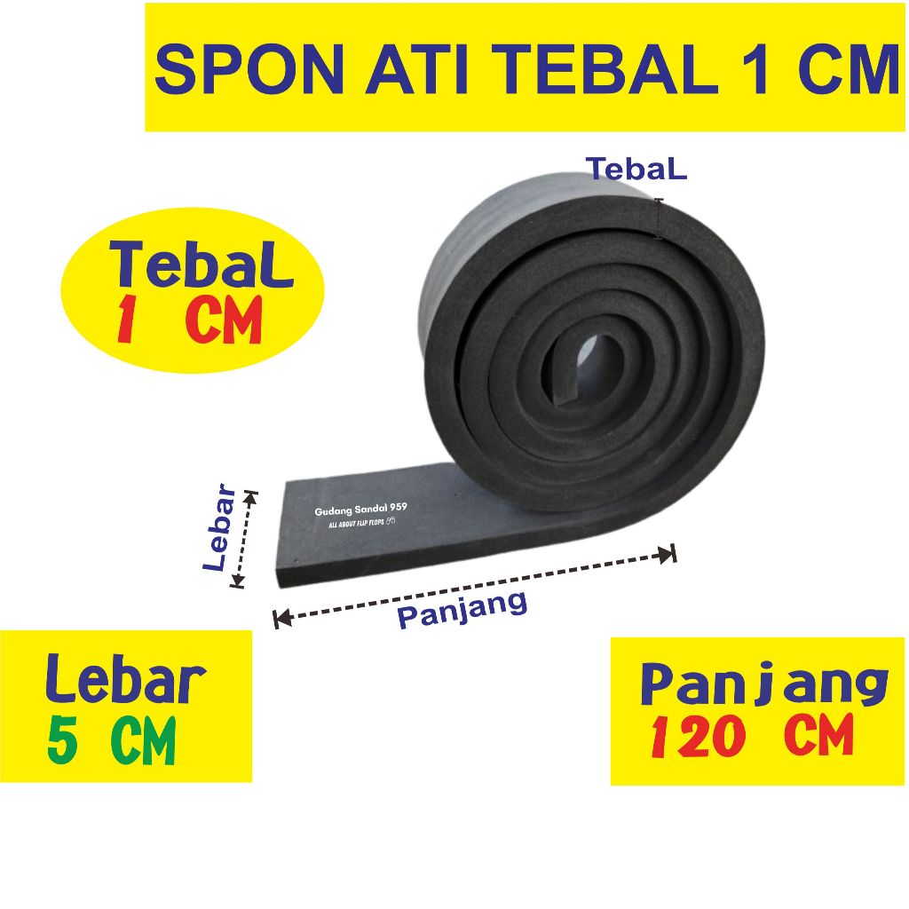 ( LIMBAH ) SPON ATI / BUSA ATI / SPON EVA TEBAL 1 CM WARNA HITAM UKURAN 5 CM X 120 CM BENTUK POTONGA