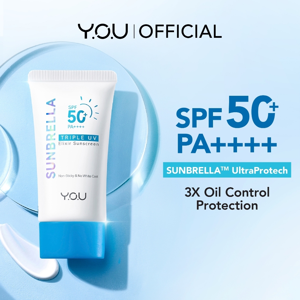 YOU Sunbrella Triple UV Elixir Sunscreen SPF50+ PA++++ | Tabir Surya Oil Control untuk Kulit Berminy