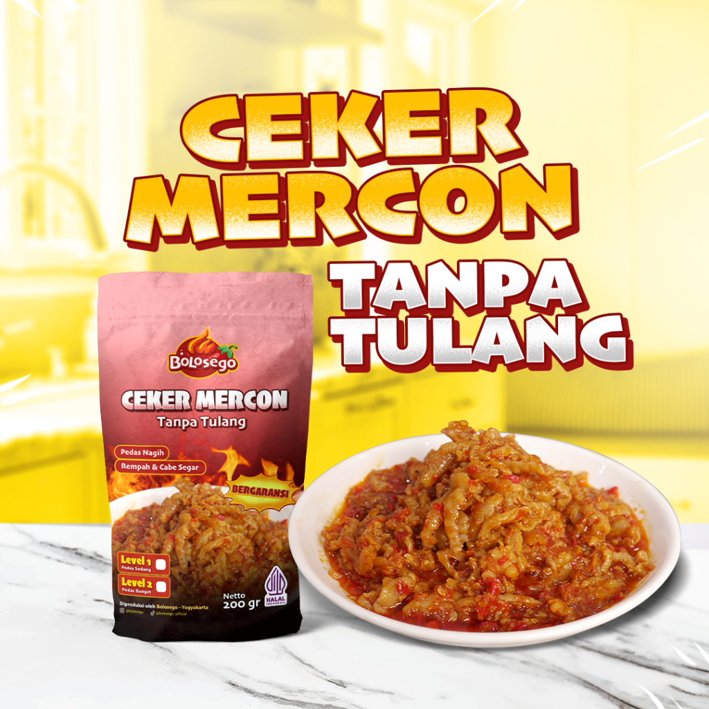 	 1 PACK CEKER MERCON TANPA TULANG BOLOSEGO @200 GR	