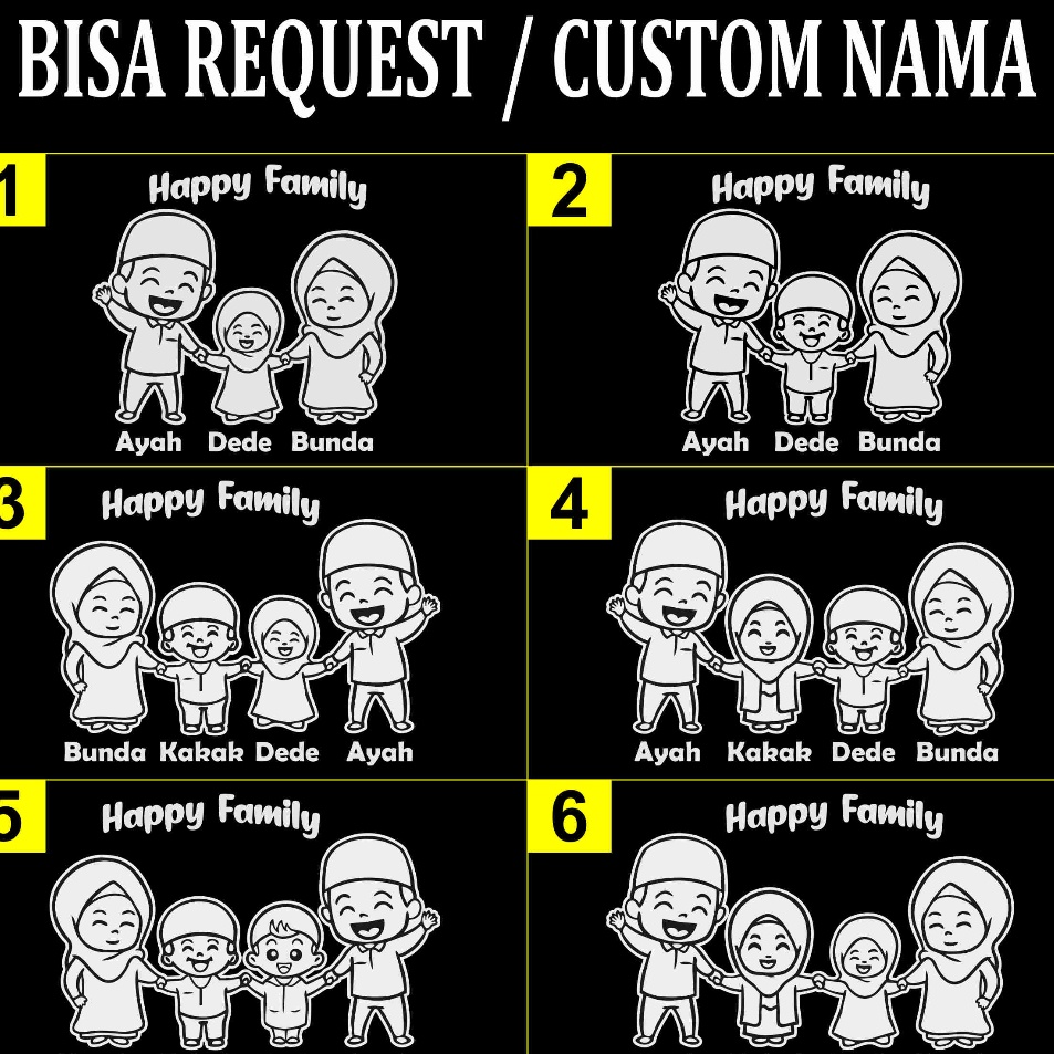 STICKER FAMILY MUSLIM CUTE STICKER HAPPY FAMILY STICKER MOBIL