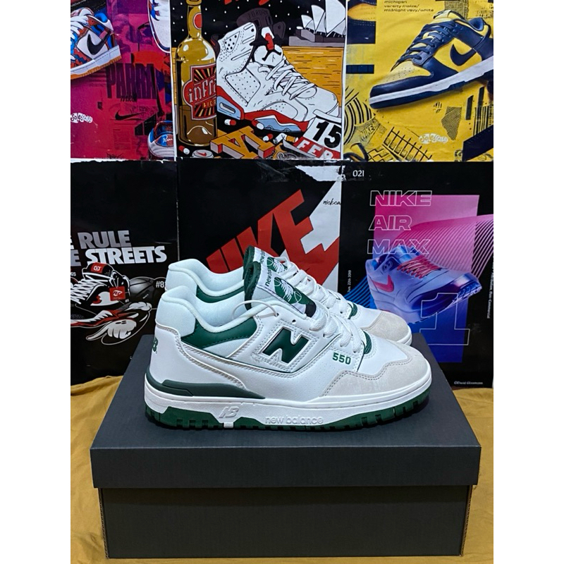 sepatu sneakers nb 550 white green
