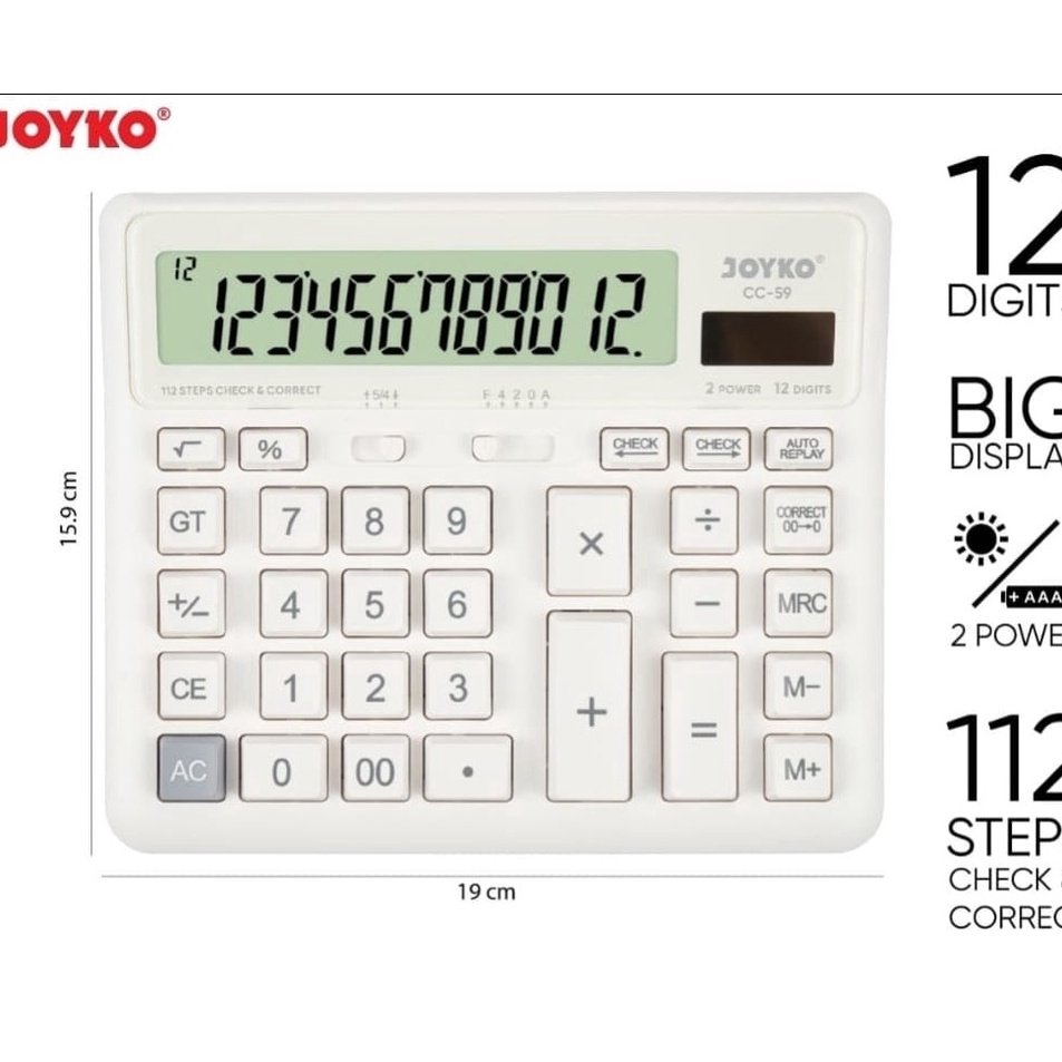

KALKULATOR CHECK CORRECT JOYKO CC59 Calculator Desktop CC59 Jumbo 12 Digit
