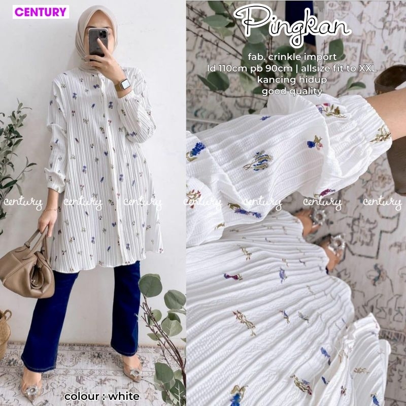 nofas tunik crinkle putih ori moca kemeja tunik kemeja putih kantor wanita casual tunik crincle prem