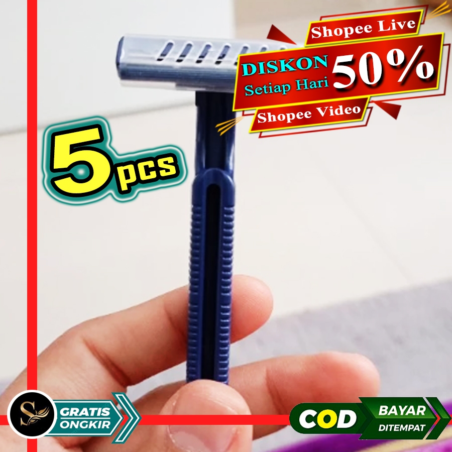 5pcs Alat Cukur Bulu Kumis dan Jenggot Rambut Ketiak Kaki Manual Non Elektrik Cukuran Jengot Pencuku