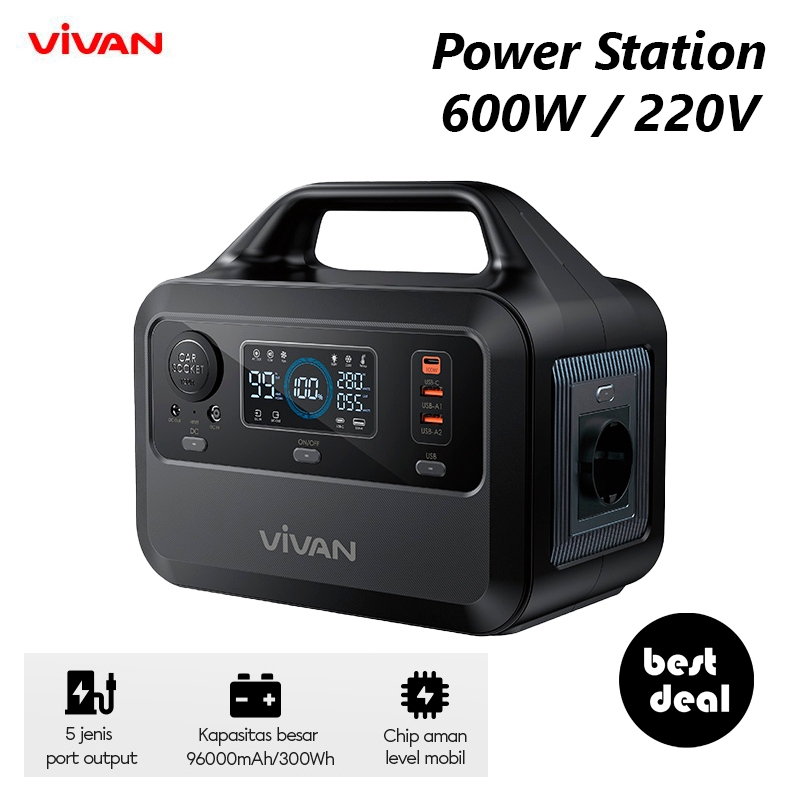 Vivan VPS-P300 Power Station 600W / 220V 96000Mah 300Wh Powerbank Portable Charger Station Power Sup