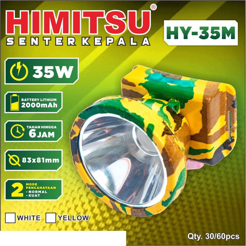 headlamp senter kepala senter portabel terang dan awet himitsu 35