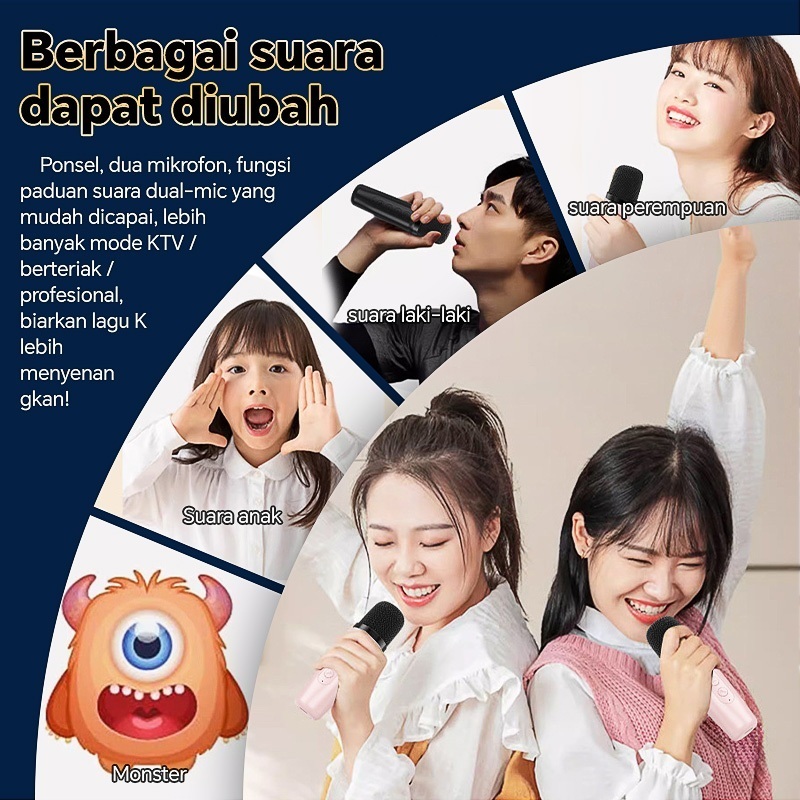 BestPromo Speaker Bluetooth Karaoke 2Mic 1 Set Karaoke Speaker Sound Bluetooth Super Bass Aktif Home