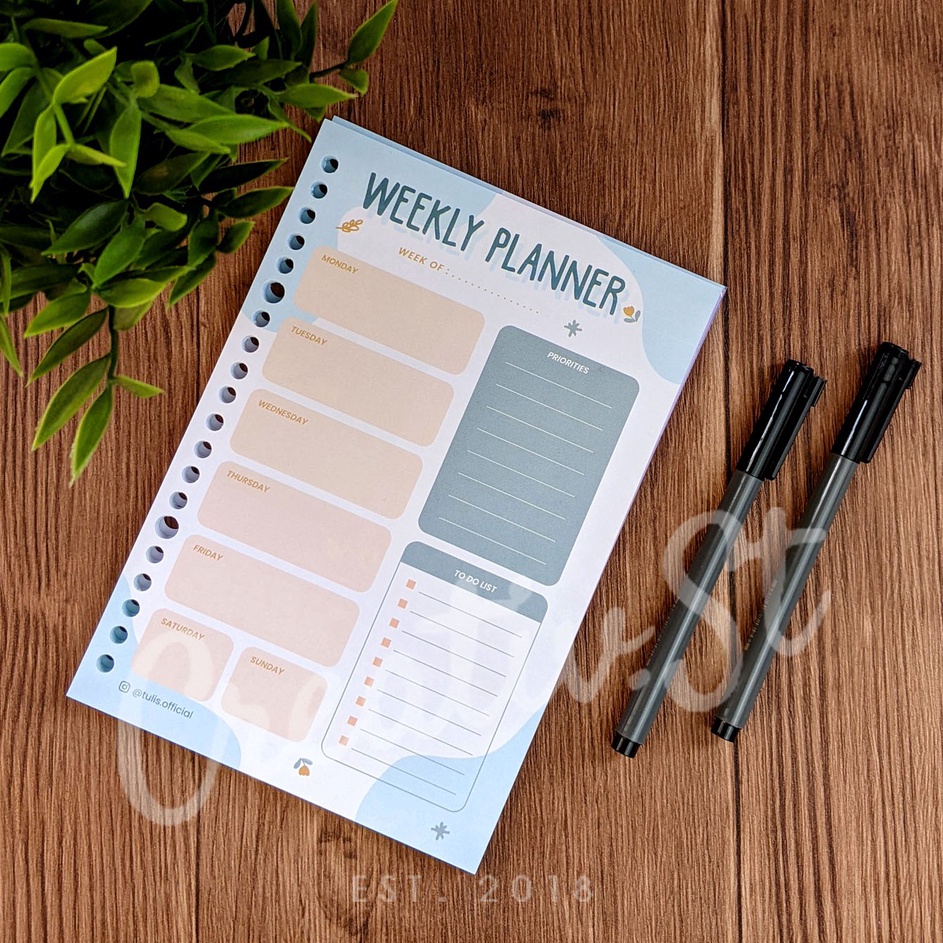 

Tulis Colorful Weekly Planner Loose Leaf A5 1 GSM 5 Lbr 2 Ring