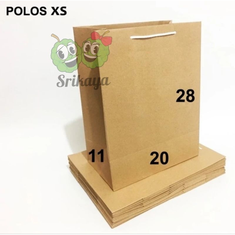

PAPER BAG POLOS XS (20 X 11 X 28) - 1 LUSIN/12 PCS