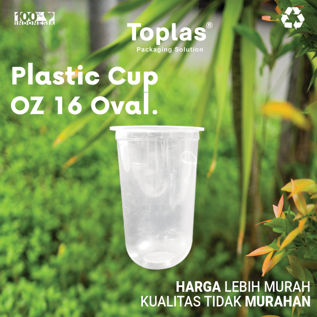 BEBAS Gelas Plastik Oval 16 oz (ISI 50) / Gelas oval 16 oz / Gelas Plastik Cup / Gelas Oval Plastik