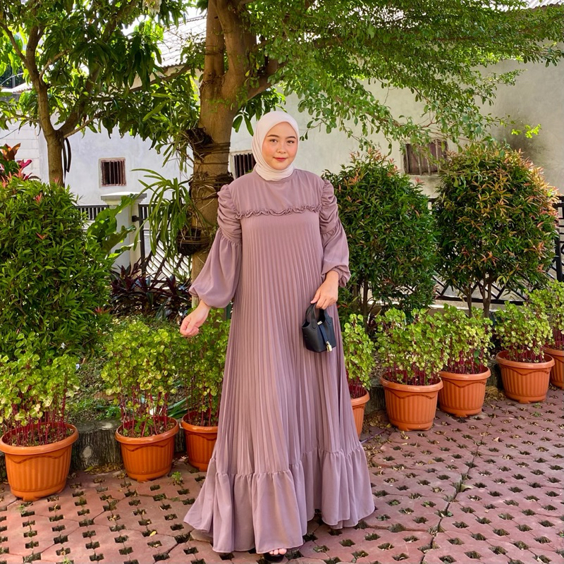 Aqila Dress Ruffle by Caraya Official /Dress Bahan Ceruty Baby Doll Premium dan Furing Hyget/Dress/G