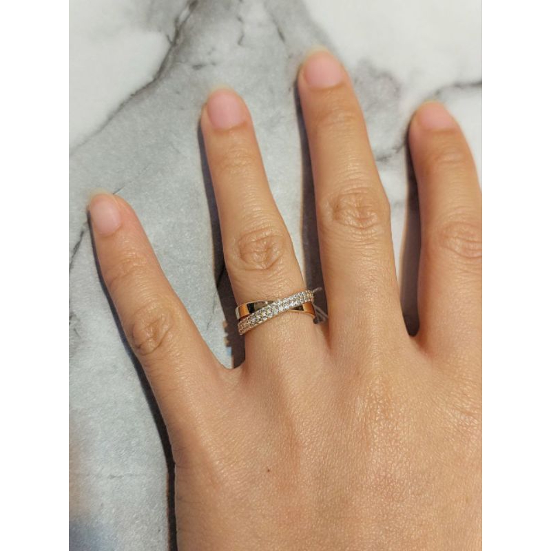 Cincin Fashion Wanita Silang Zircon 2.28gram 16k 700 Size 10 (CH235)