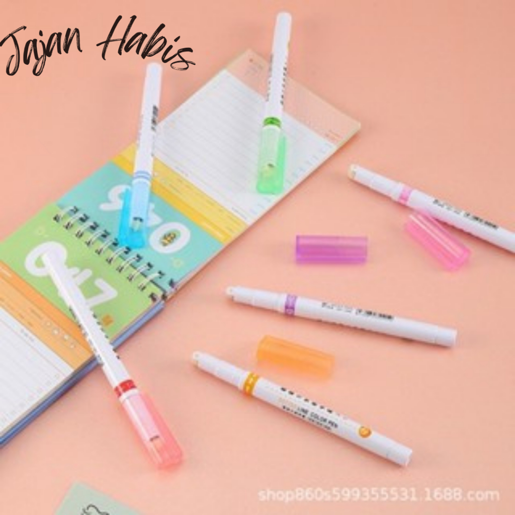

JABIS Spidol Garis Motif Lucu 1 Set 6 Pcs Spidol Garis Aesthetic Warna Warni pulpen roller pen Higlighter Random Spidol Garis Line Marker Alat Tulis Kantor