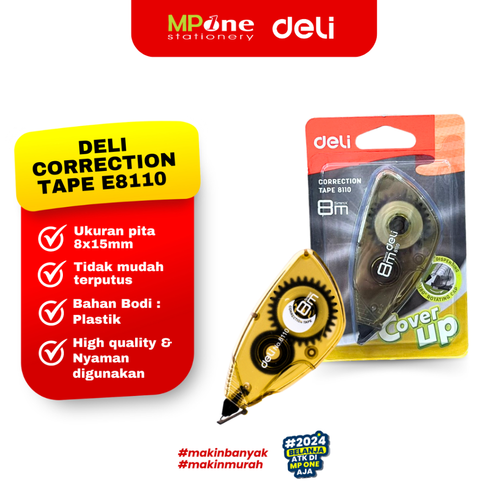

Deli Correction Tape Roll E8011 / Tipe-x Kertas Roll 8mm DELI 8011