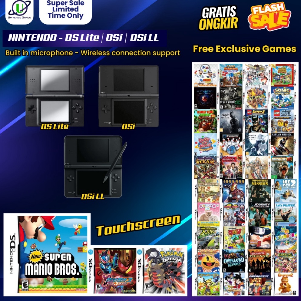 KODE Q46F Nintendo Second Mesin Original Type DS Lite  DSi  DSi Ll  Nitendo Garansi 1 Bulan Touchscr