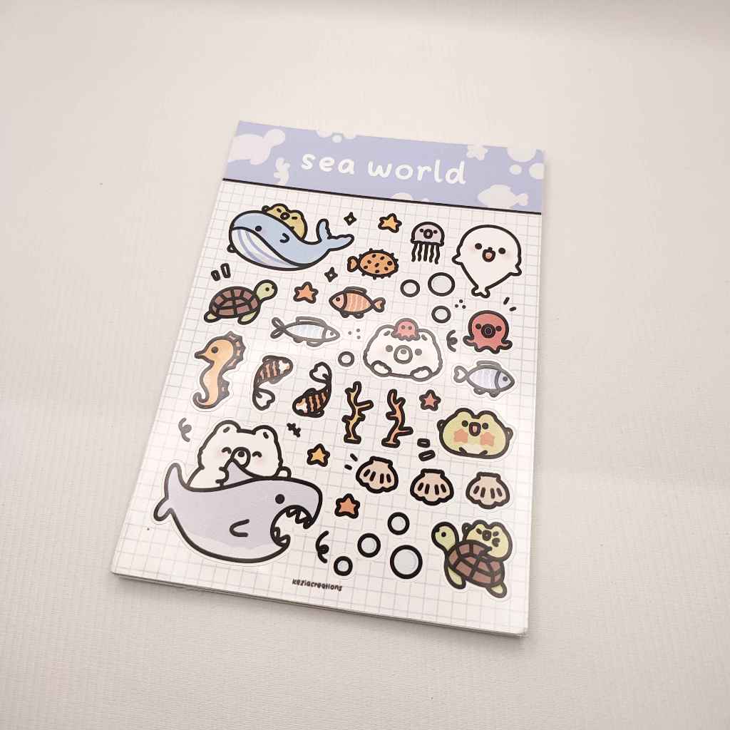 

Sea World Stiker A5 Bullet Journal | Sticker Sheet Glossy Kiss-cut Planner Sticker Ala Korea