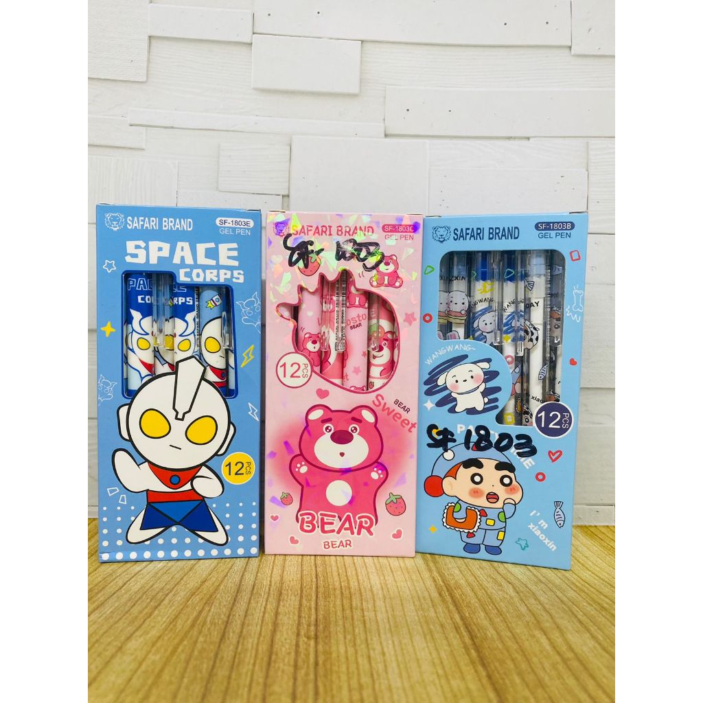 

(SF-1803C 12pcs) Click Gell Pen Pulpen Ballpoint Gell karakter motif lotso strawberry pink bear untuk anak cewe cowo