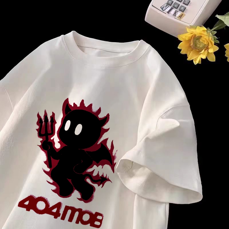 DC T Shirt Hantu Api Gaya Jalanan Kaos Oversize Wanita Baju Wanita Korea Baju Atasan Wanita Terbaru 