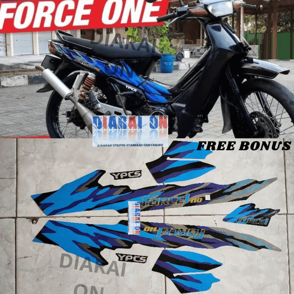 Striping Stiker Yamaha Force One Force 1 Force1 1993 1994 Biru Murah