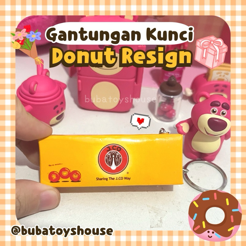 Gantungan Kunci Donut JCO Hadiah Resign Kado Kantor Keychain Ganci Makanan Lucu Unik Miniatur Mini D