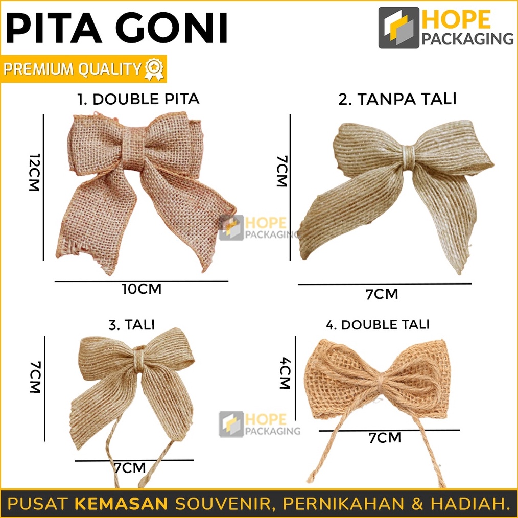 

ORIGINAL Harga 3 pcs Pita Goni Jadi 12x1cm 7x7cm 7x4cm Pita Souvenir Hampers Dekorasi Pernikahan