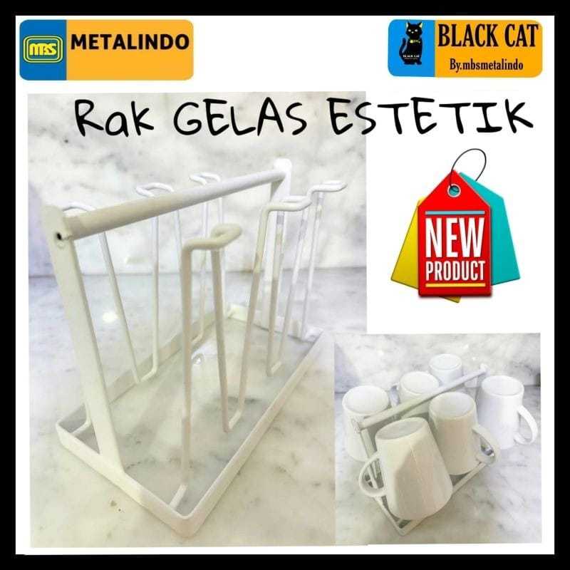 Rak gelas estetik MBS rak gelas minimalis tempat gelas