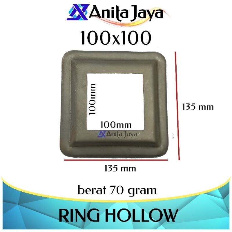 ring hollow 100x100 mm flange tapak hollow 10x10cm besi plat ornamen hiasan pintu balkon pagar