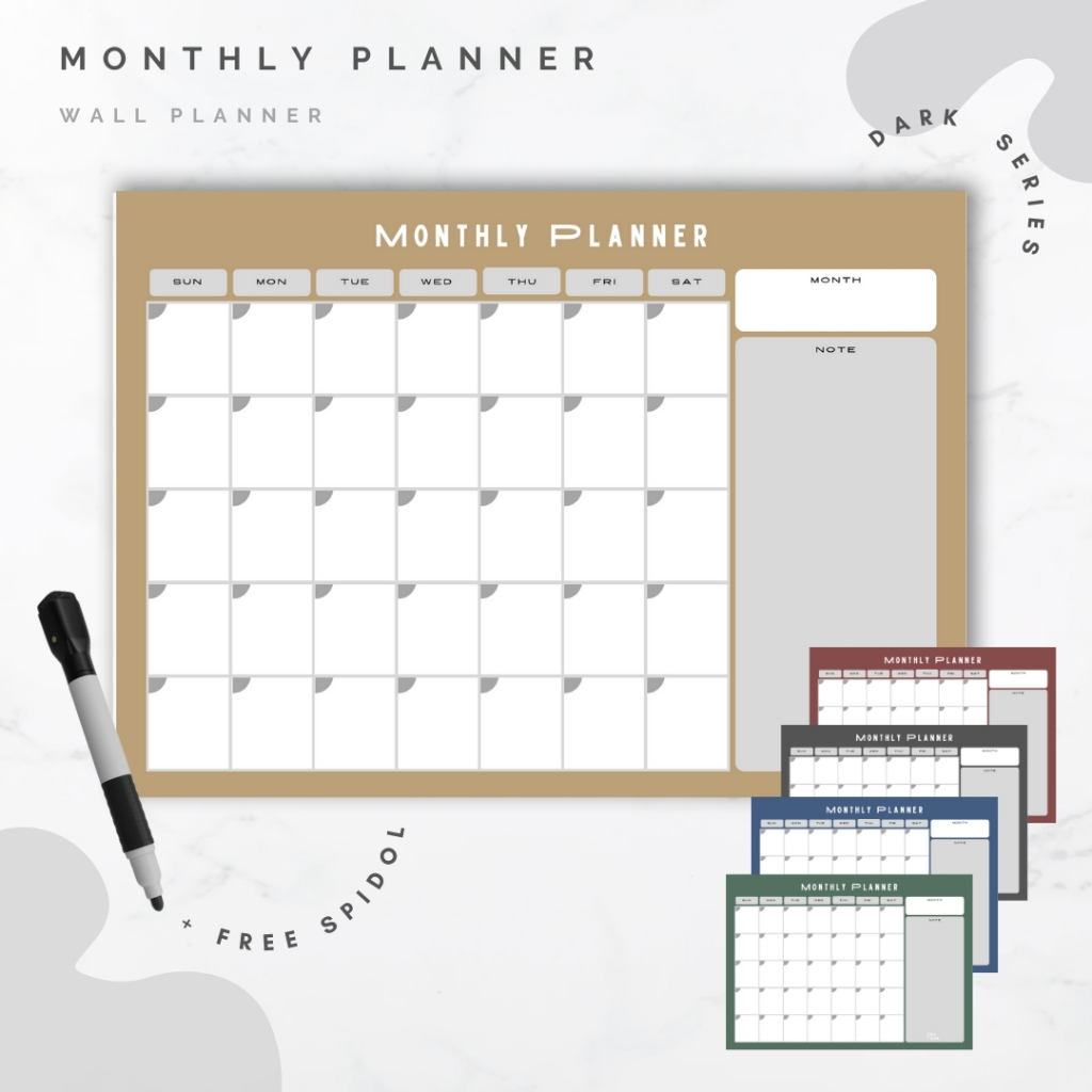 

Monthly Planner / Wall Planner - Dark Series