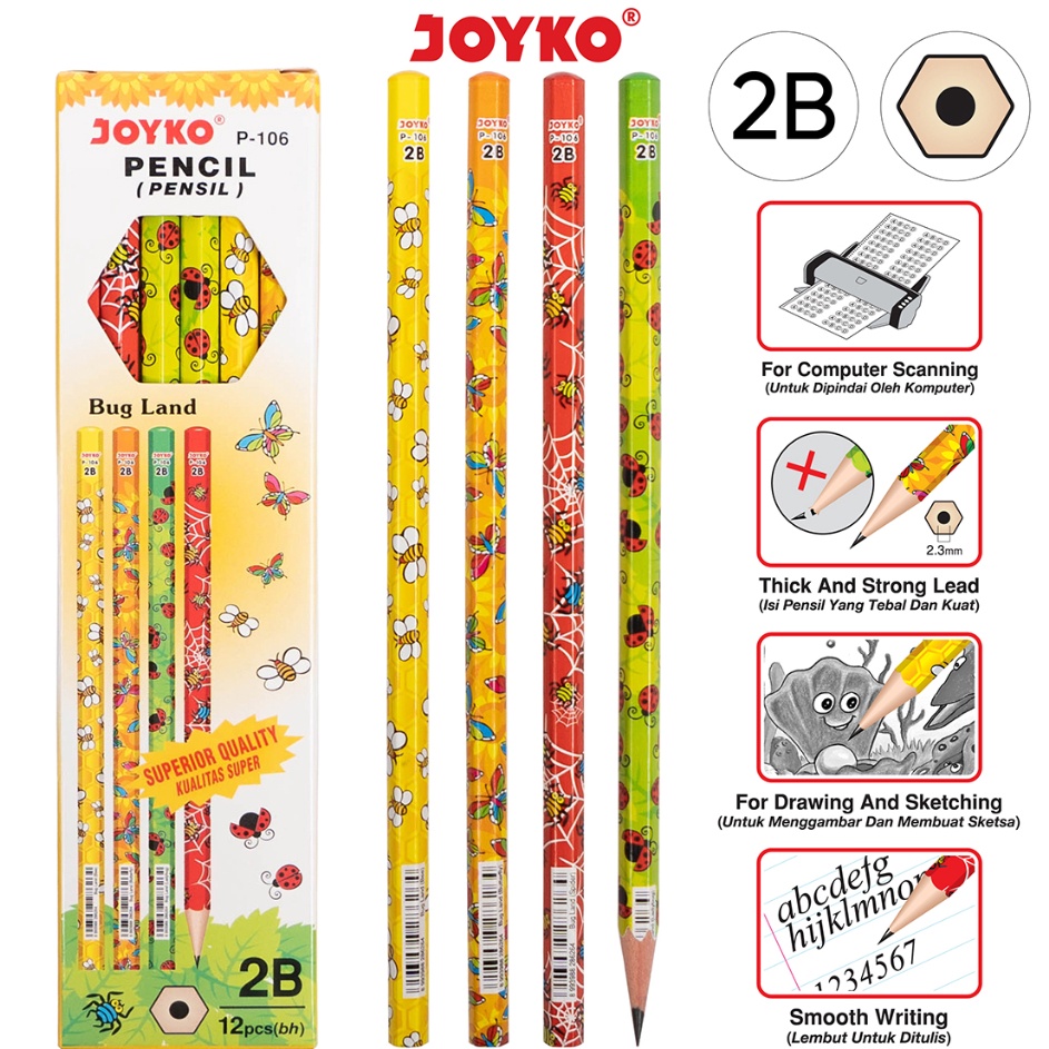 

Sale Pencil Pensil Joyko P16 2B Bug Land 1 BOX 12 PCS