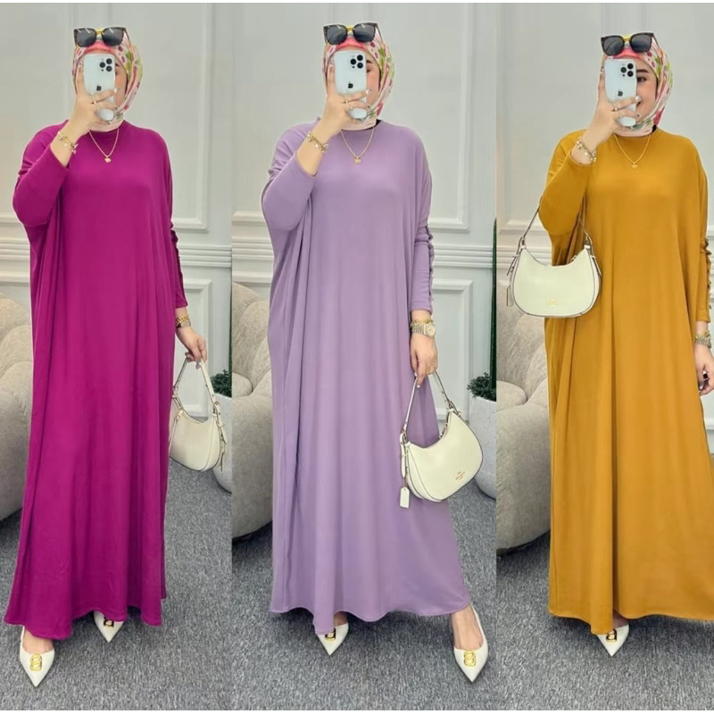 ROSALIA DRESS KNIT RAJUT GAMIS MAXI MODEL BATWING JUMBO BIGSIZE PANJANG