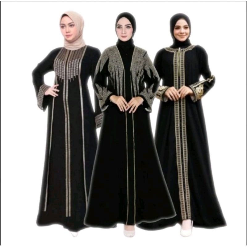Abaya dubai mewah Abaya hitam polos Abaya gamis syari best seller Abaya dress kekinian Abaya hitam p