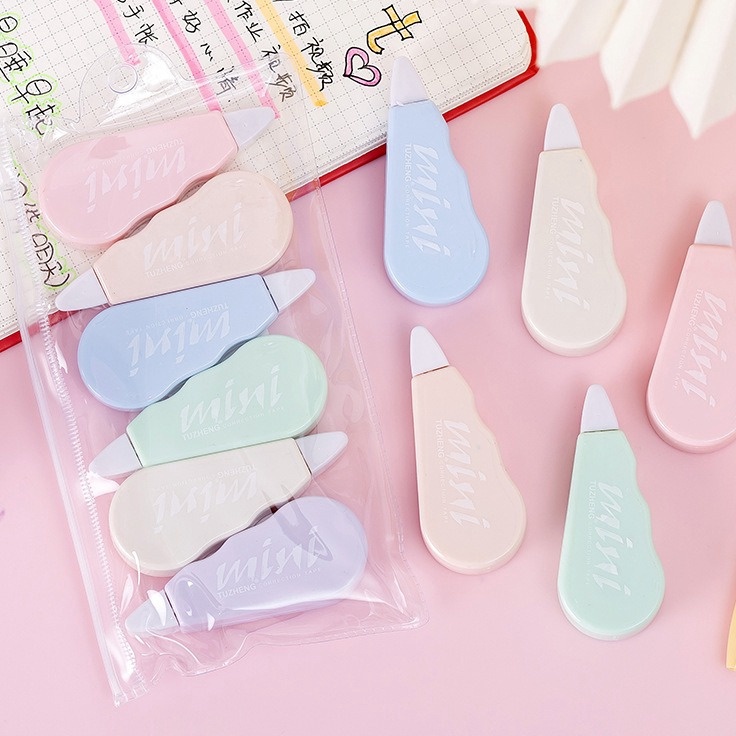 

IDgrosir 6pcs Correction Tape Set Pouch Tipe X Mini Koreksi Pena Travel Size IDGST478