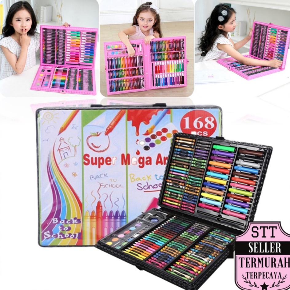 

STT Drawing Set 168Pcs Oil Pastel Crayon 168 IN 1 Set Krayon Mewarnai dan Melukis Lengkap dengan Cat Air Alat Mewarnai Anak Anak Bentuk Koper