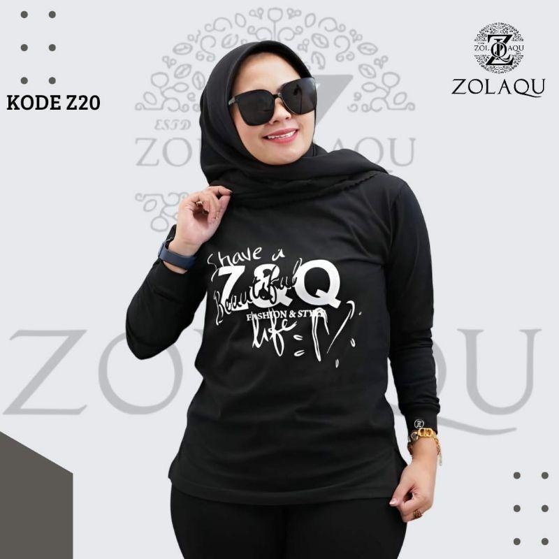 Zolaqu original kaos atasan baju zolaqu zolaku wanita perempuan cewek dewasa sablon lengan panjang