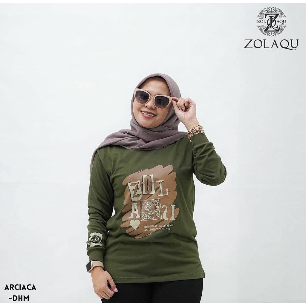 Zolaqu original kaos atasan baju zolaqu zolaku wanita perempuan cewek dewasa sablon lengan panjang