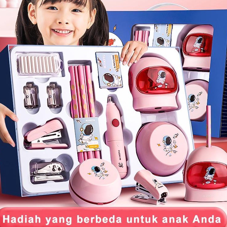 

Best Seller Electric Stationery Set Set Alat Tulis Elektrik Rautan Penghapus Vacuum Pensil 11 In 1 Kemasan mewah