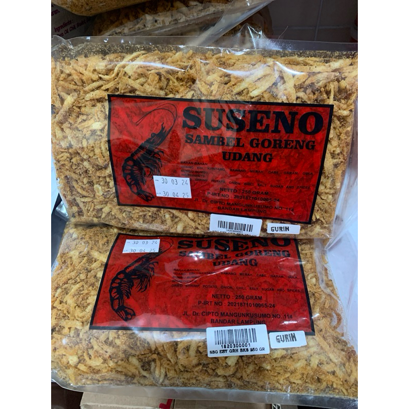 

SAMBAL GORENG UDANG 250GR SUSENO BUNGKUS PLASTIK TIDAK PEDAS GURIH NON CABE KERIPIK STICK KENTANG MUSTOFA
