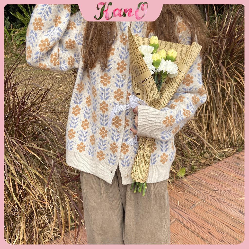KANO Cardigan Knit Bunga Import Knit Sweater Rajut Korea Gardigan Rajut Wanita