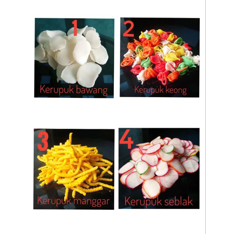 

aneka krupuk per 250 grm/ kerupuk mentah