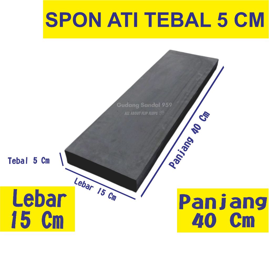 SPON ATI / BUSA ATI / SPON EVA TEBAL 5 CM WARNA HITAM UKURAN 15 CM X 40 CM