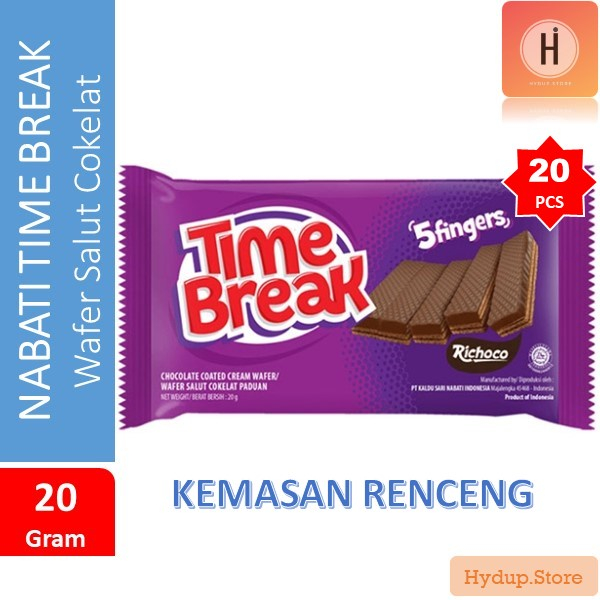 

Nabati TIme Break Richoco 5 Fingers Wafer Salut Cokelat Renceng isi 20 Kemasan 20 Gram